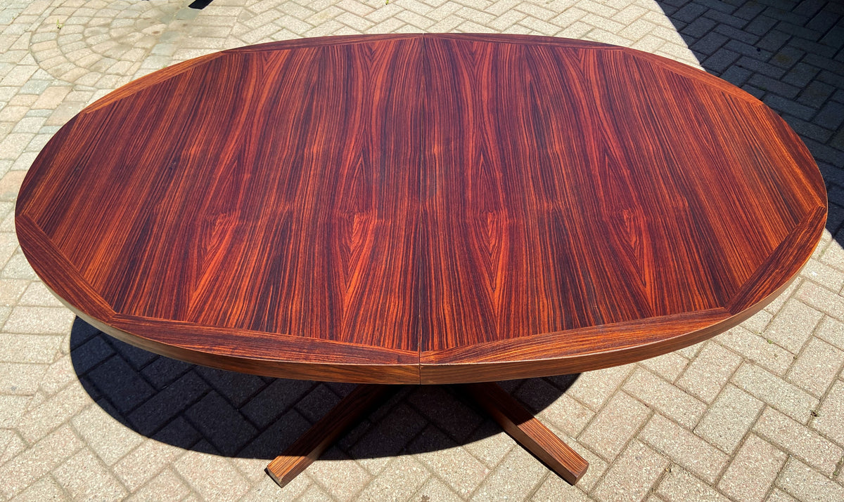 REFINISHED Danish Mid Century Modern Rosewood Table w 2 Leaves by Dyrlund, 64