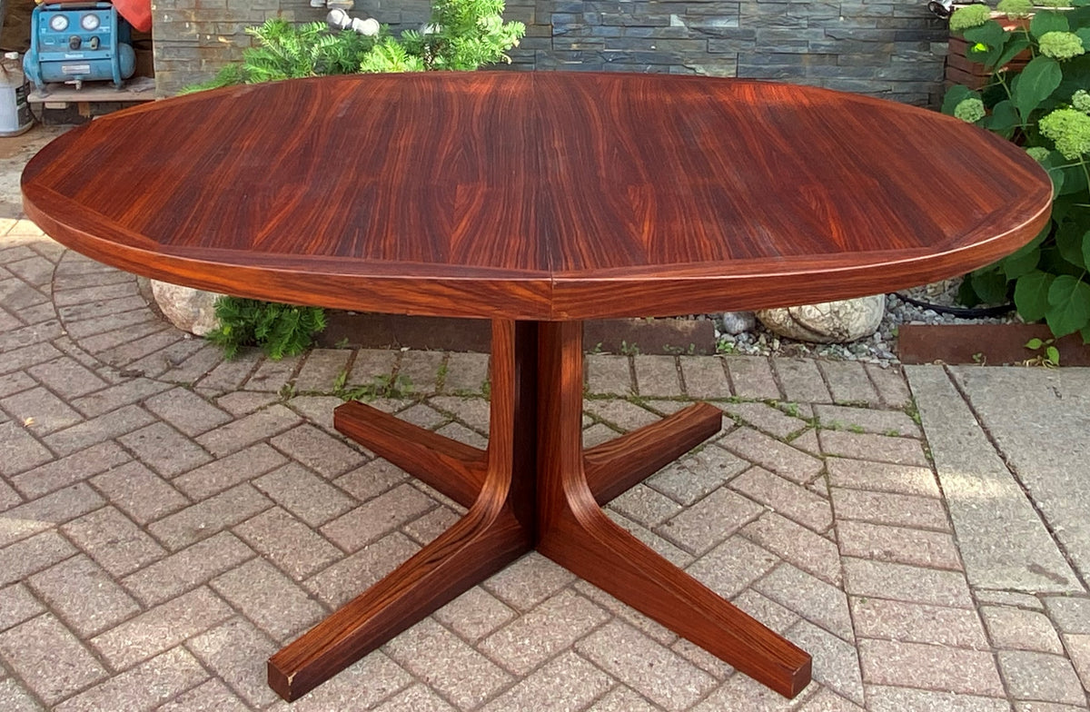 REFINISHED Danish Mid Century Modern Rosewood Table w 2 Leaves by Dyrlund, 64