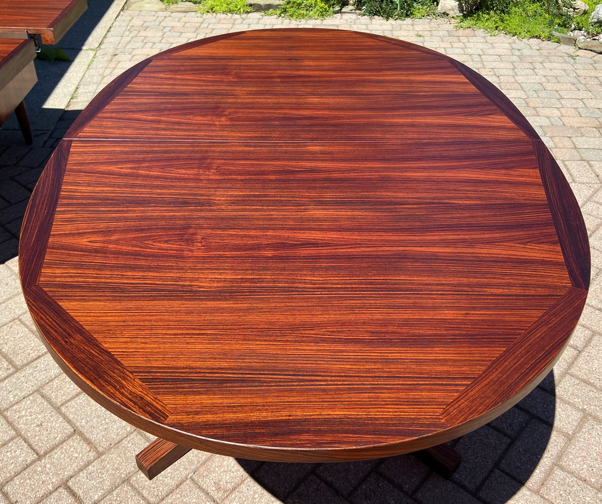 REFINISHED Danish Mid Century Modern Rosewood Table w 2 Leaves by Dyrlund, 64