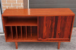REFINISHED Swedish MCM Rosewood record credenza with a sliding door by Troeds 51
