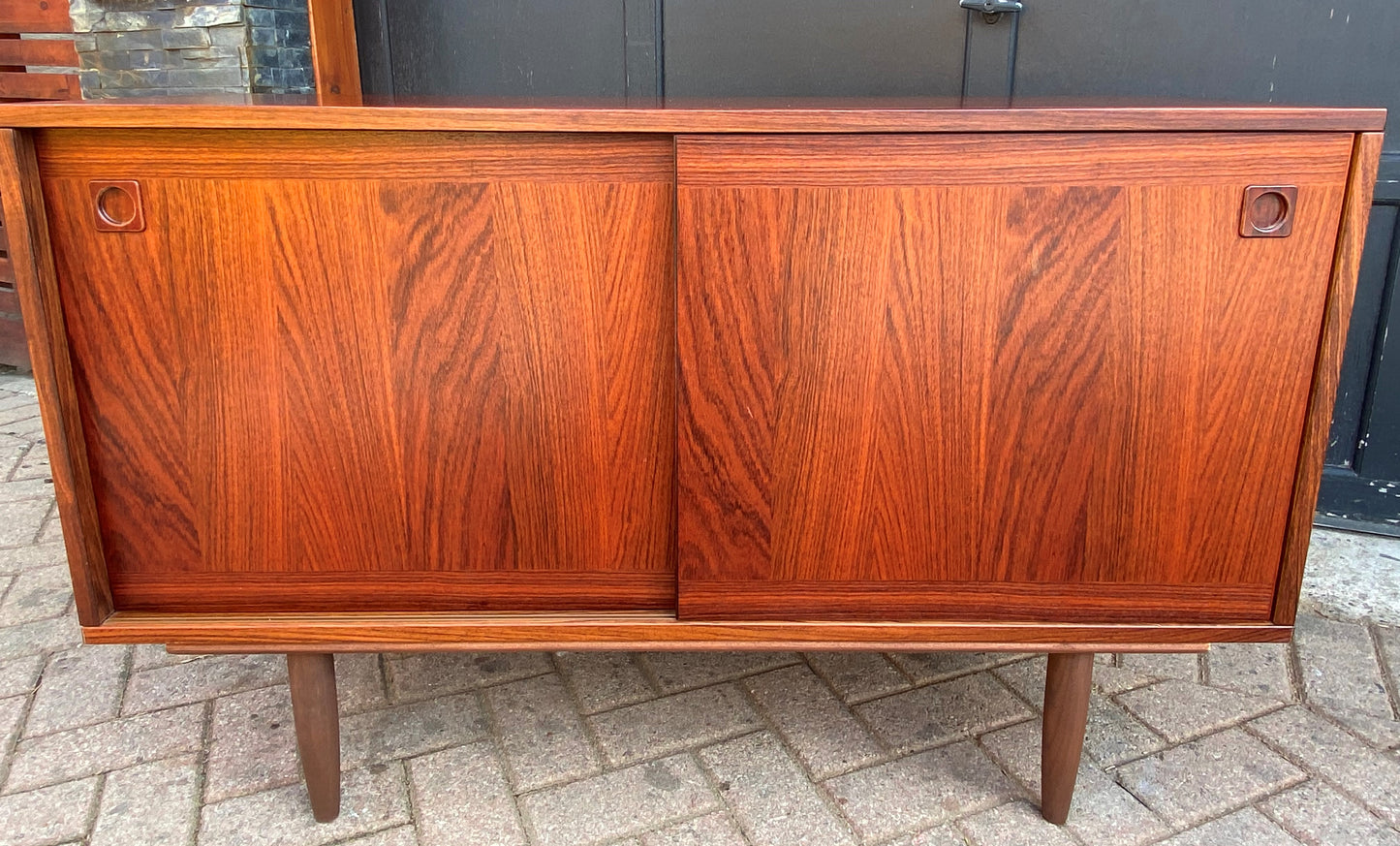 RESTORED Danish MCM rosewood credenza with finished back 47.25"