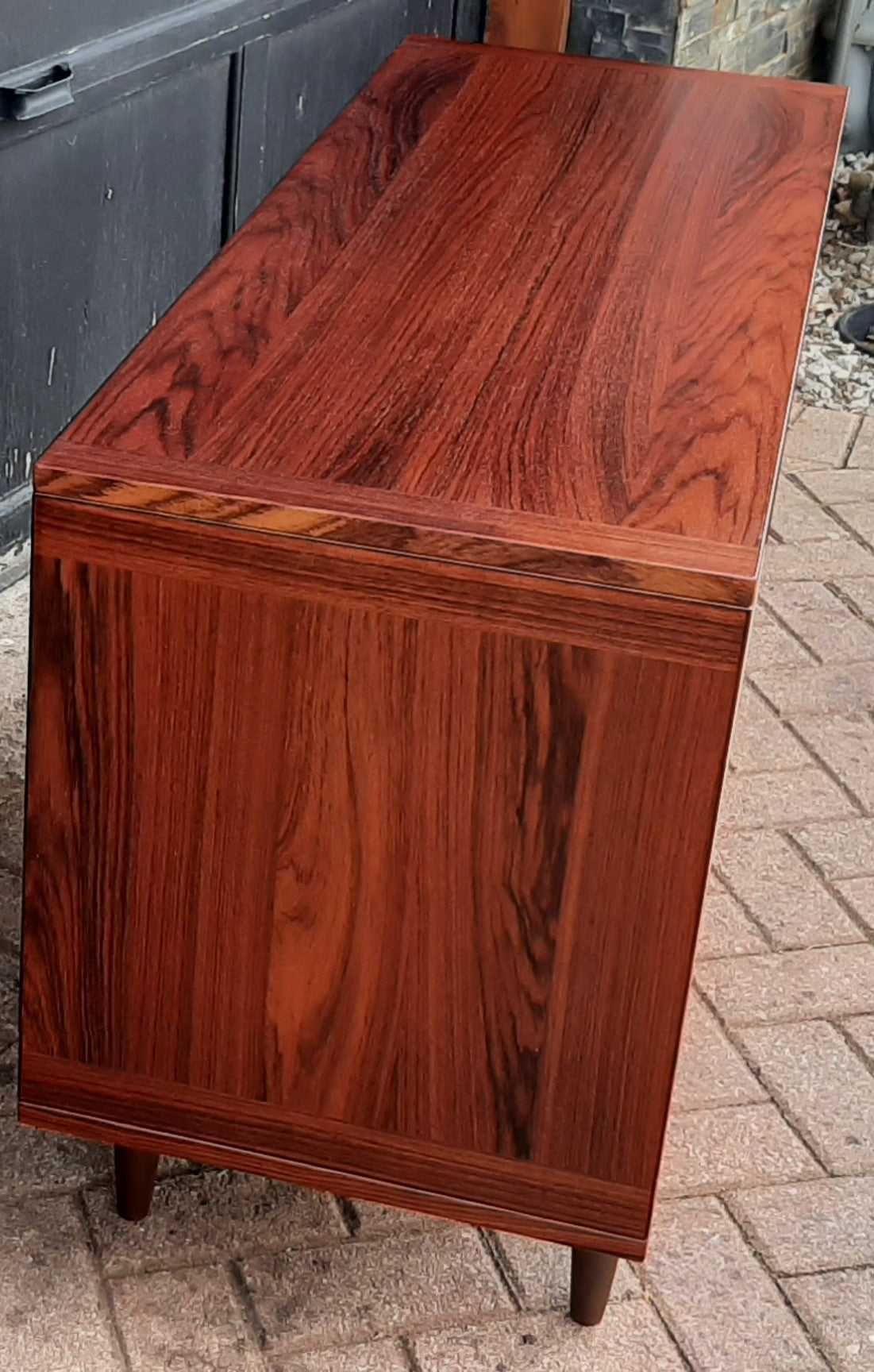 RESTORED Danish MCM rosewood credenza with finished back 47.25"