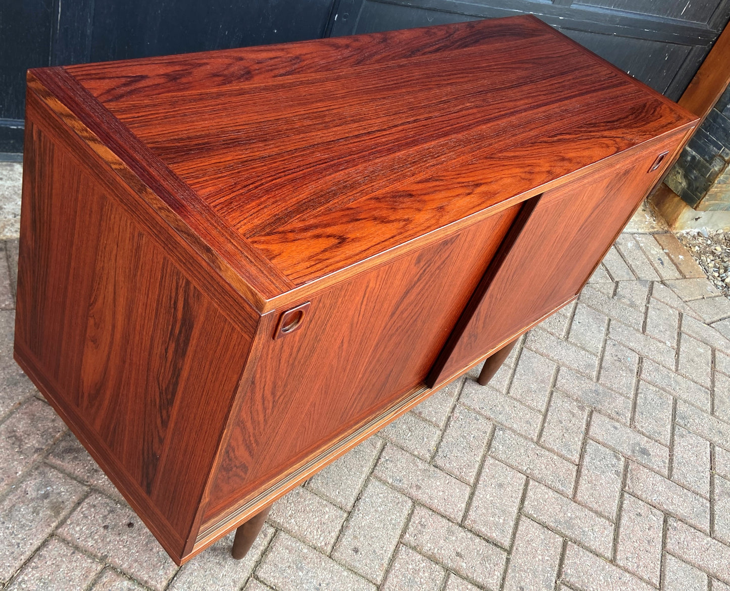 RESTORED Danish MCM rosewood credenza with finished back 47.25"