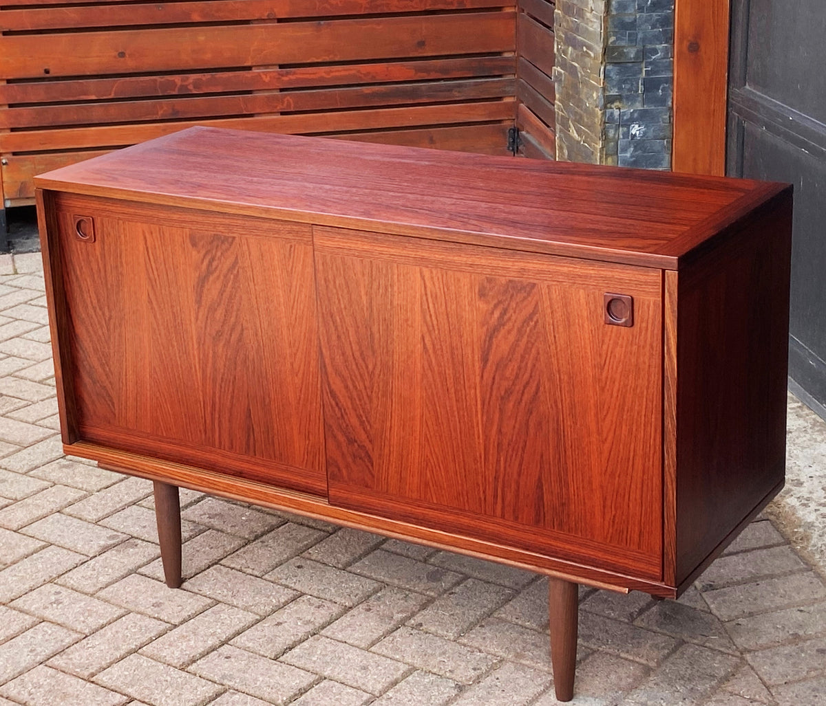 RESTORED Danish MCM rosewood credenza with finished back 47.25