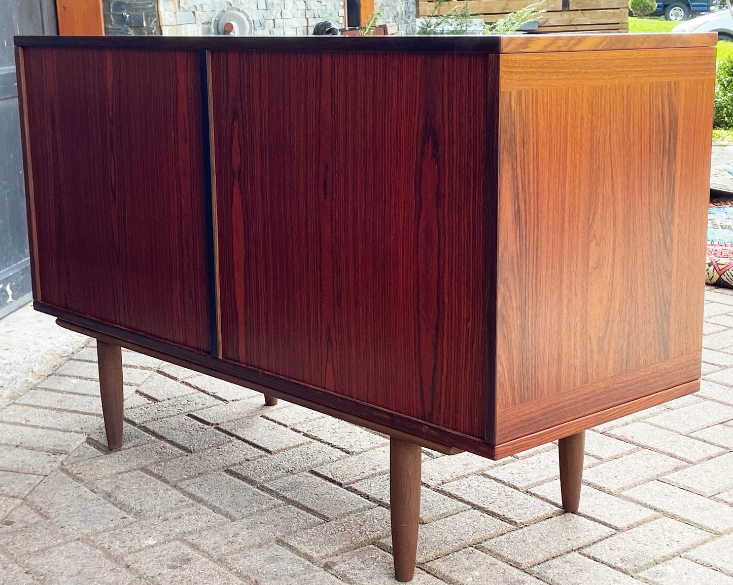 RESTORED Danish MCM rosewood credenza with finished back 47.25"