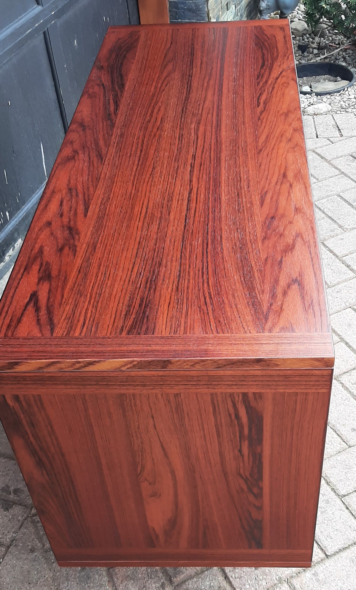 RESTORED Danish MCM rosewood credenza with finished back 47.25