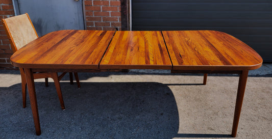 REFINISHED Danish Mid Century Modern Rosewood Table w 1 Leaf 61"- 82.5"