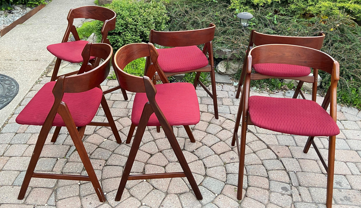 4 Danish Mid Century Modern Teak Arm Chairs by TH Harlev REUPHOLSTERED