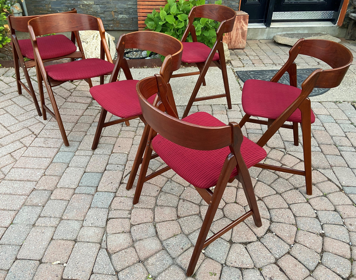 4 Danish Mid Century Modern Teak Arm Chairs by TH Harlev REUPHOLSTERED