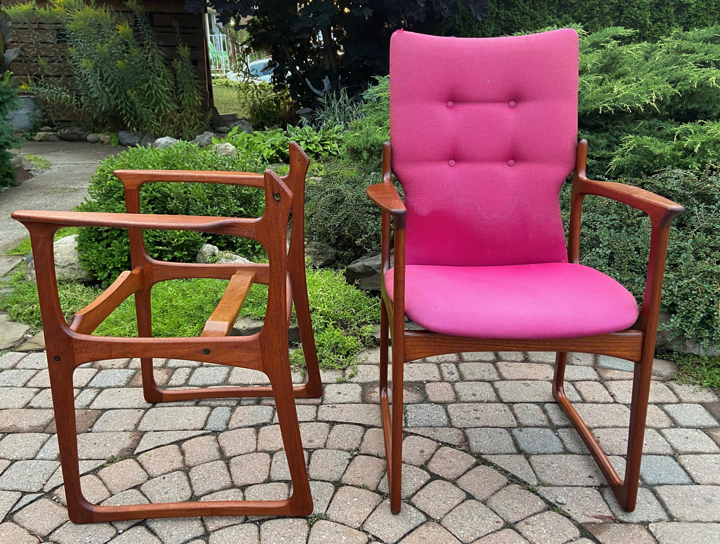 2 REFINISHED will be REUPHOLSTERED Danish Mid Century Modern Teak Armchairs by Jacob Kjær