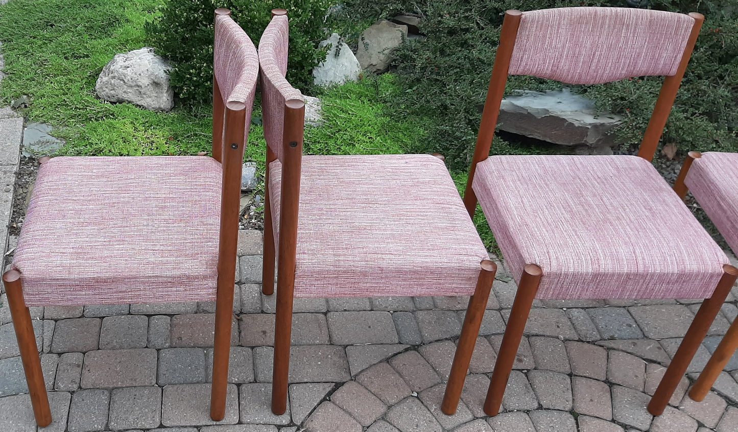 4 REFINISHED Danish MCM teak chairs by Poul M.Volther PERFECT, ready for new upholstery