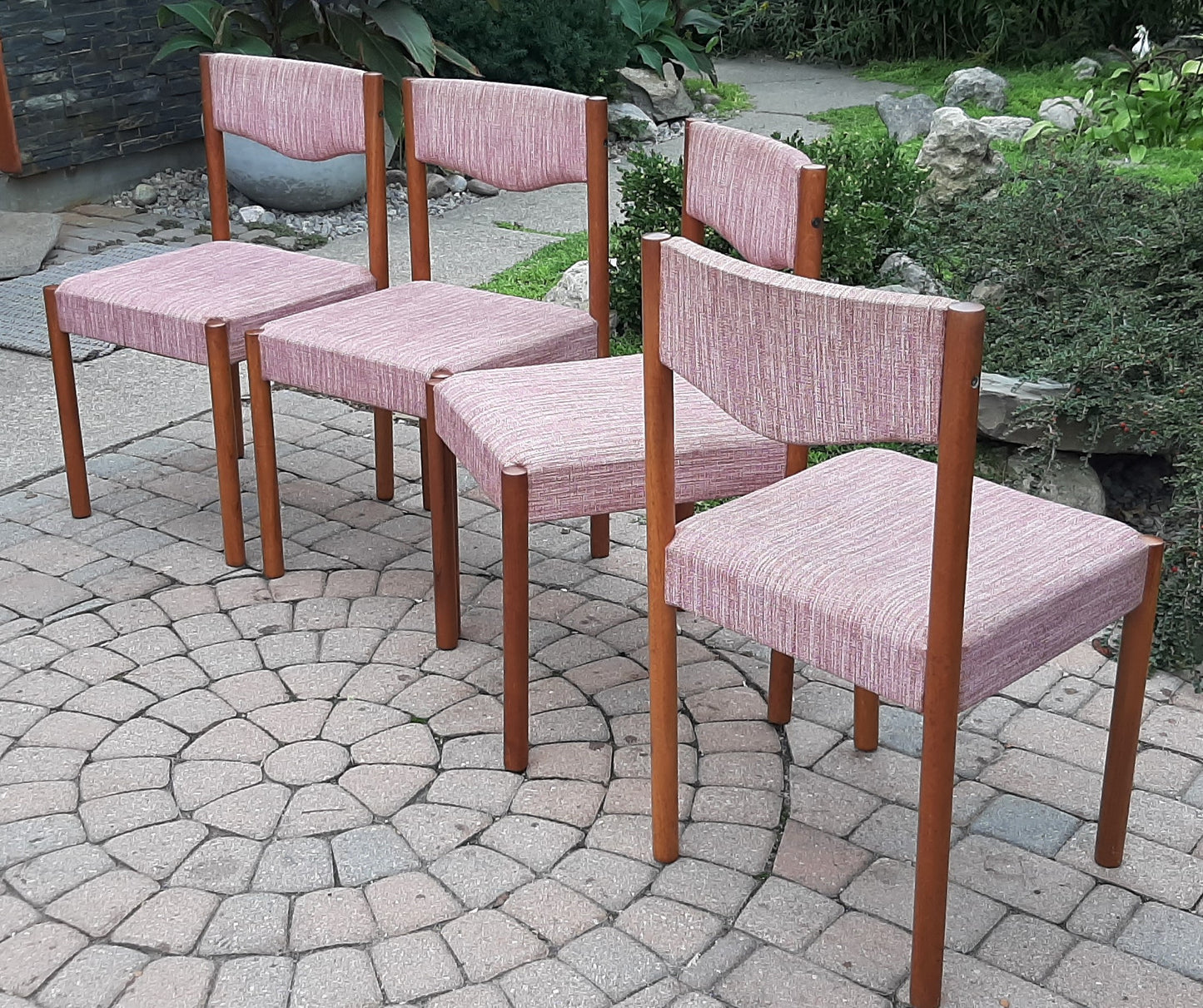 4 REFINISHED Danish MCM teak chairs by Poul M.Volther PERFECT, ready for new upholstery