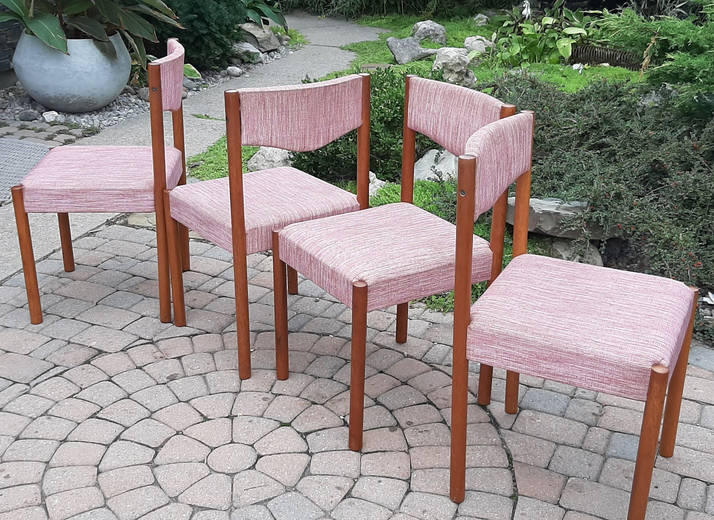 4 REFINISHED Danish MCM teak chairs by Poul M.Volther PERFECT, ready for new upholstery