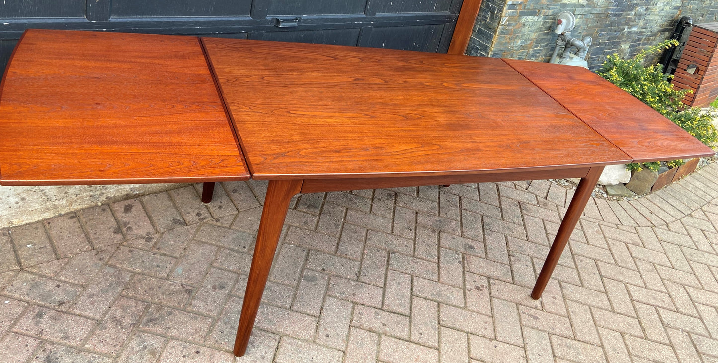 REFINISHED Danish MCM Teak Drop Leaf Table by Arne Vodder for Vamo 54.5"-97.5"