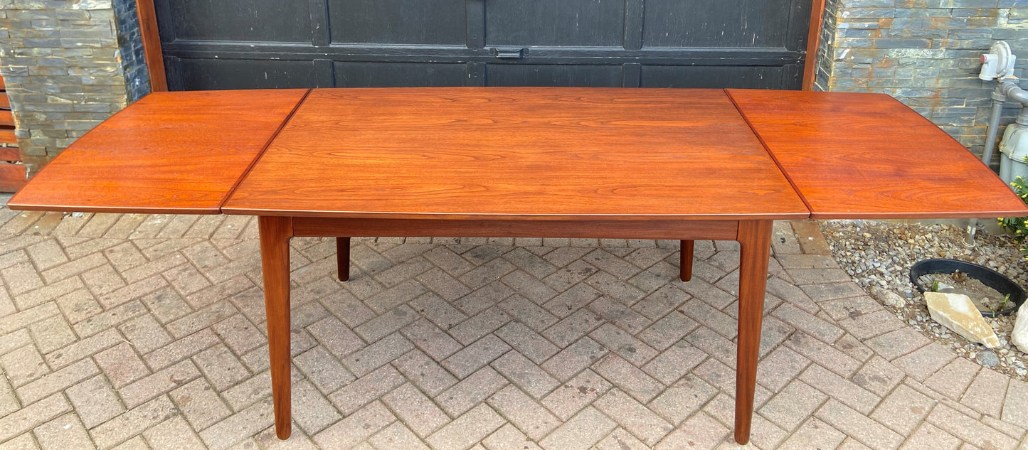 REFINISHED Danish MCM Teak Drop Leaf Table by Arne Vodder for Vamo 54.5"-97.5"