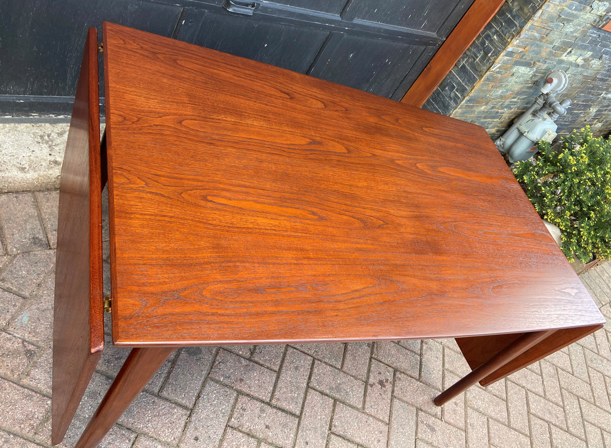 REFINISHED Danish MCM Teak Drop Leaf Table by Arne Vodder for Vamo 54.5