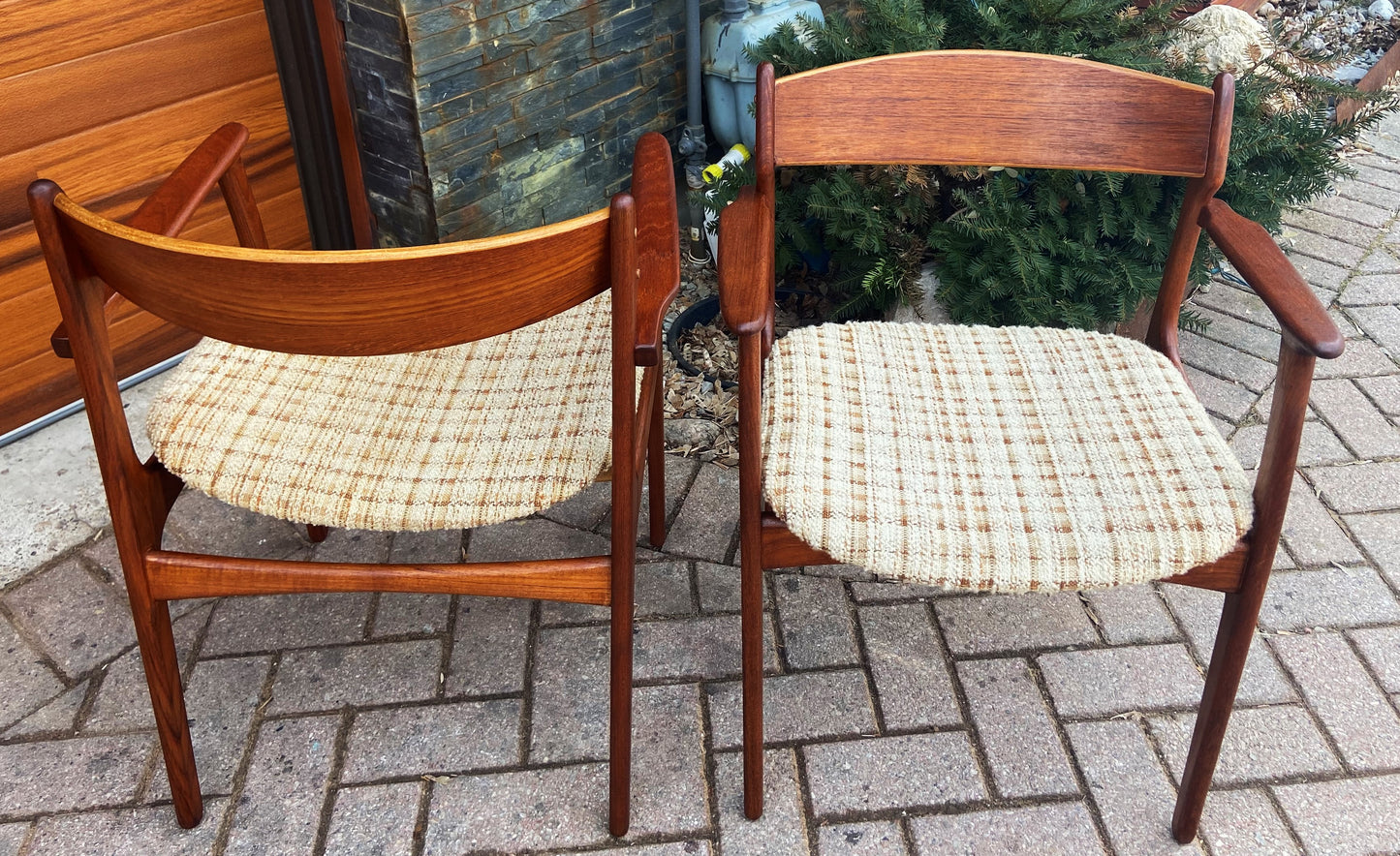 2 REFINISHED Danish Mid Century Modern Teak Arm Chairs by Erik Buch