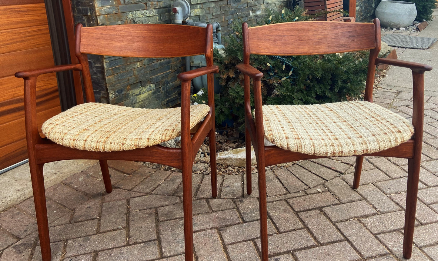 2 REFINISHED Danish Mid Century Modern Teak Arm Chairs by Erik Buch