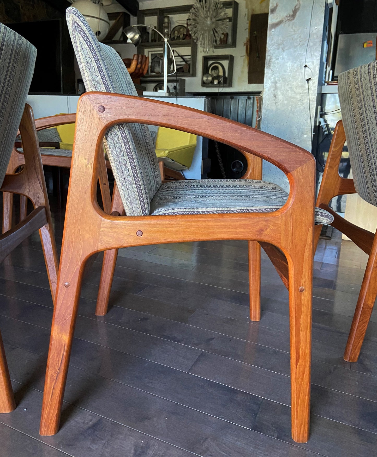 On hold***4 RESTORED Danish Mid Century Modern Arm Chairs by H. Kjaernulf