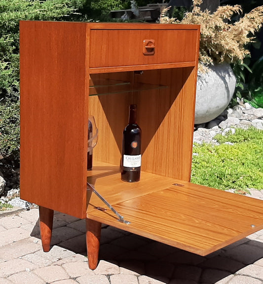 REFINISHED Danish Mid Century Modern Teak Bar Cabinet Small
