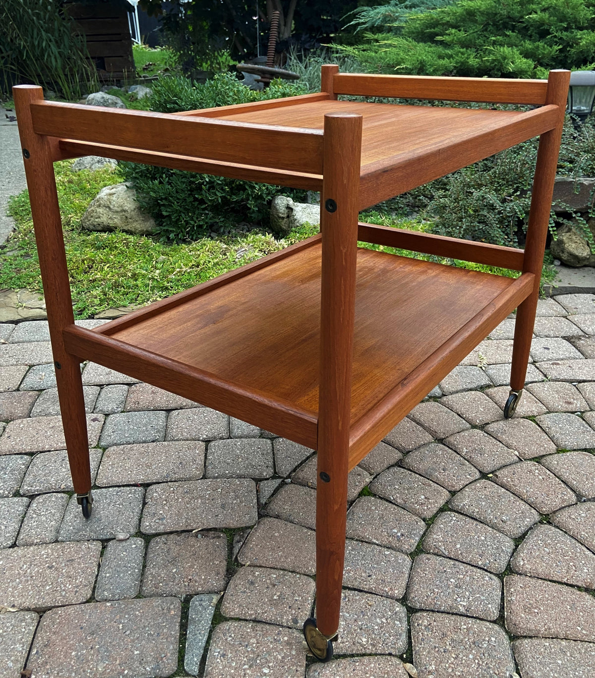REFINISHED Danish Mid Century Modern Teak Bar Cart, Perfect