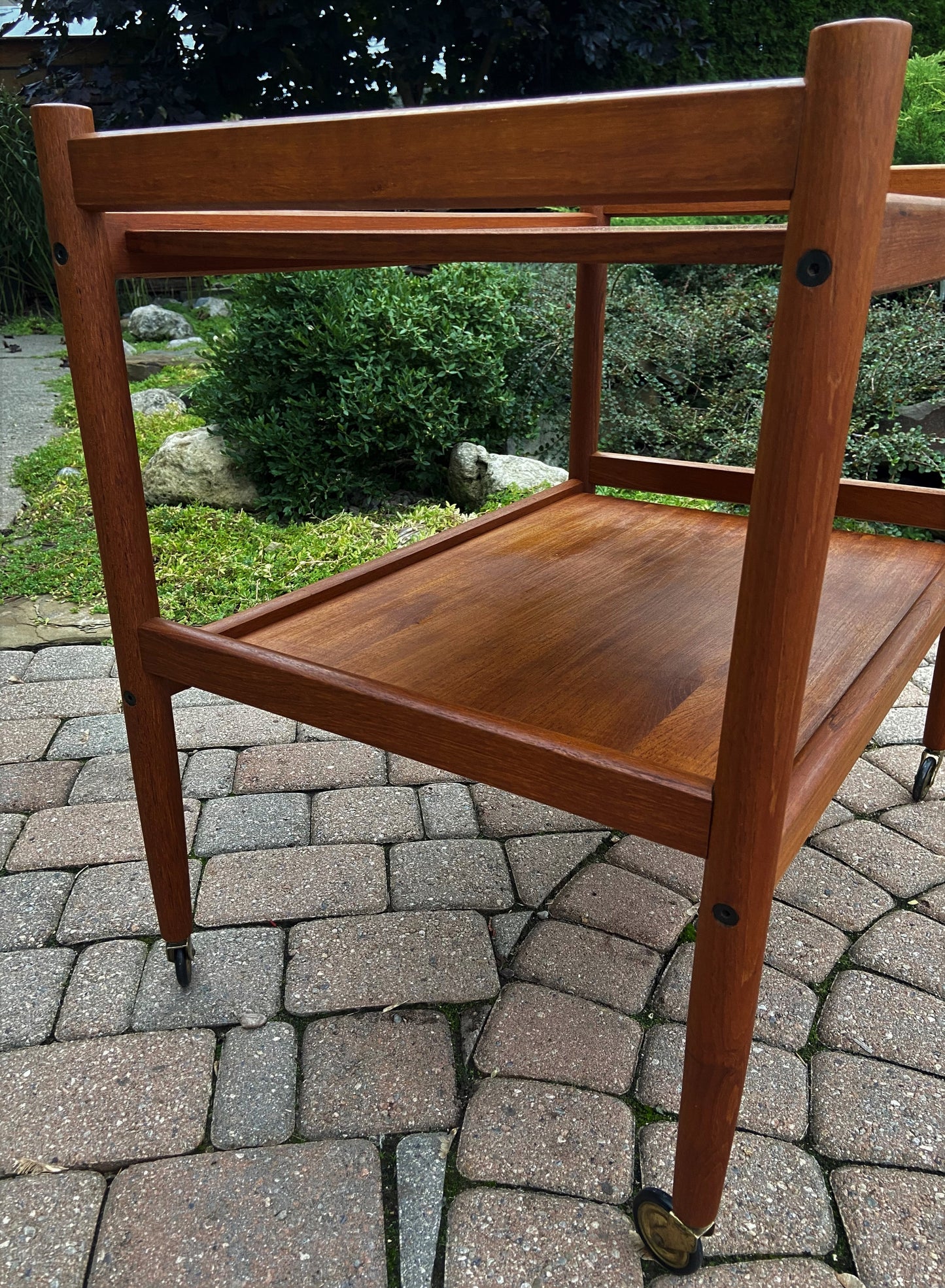 REFINISHED Danish Mid Century Modern Teak Bar Cart, Perfect