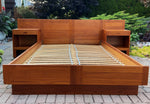 REFINISHED Danish Mid Century Modern Teak Bed Queen w Nightstands by E.Jakobsen SKIVE 1