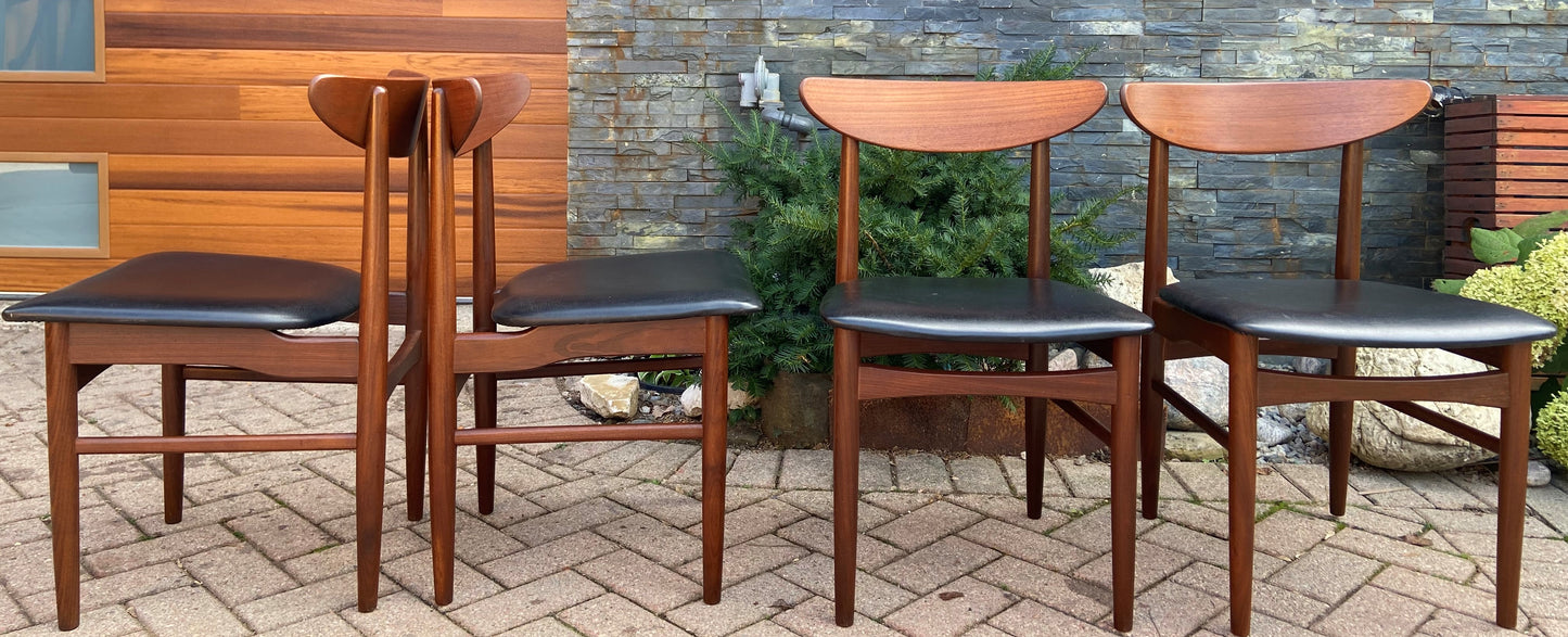 4 RESTORED Danish Mid Century Modern Teak Chairs by E.W. Bach, Model 57-7718