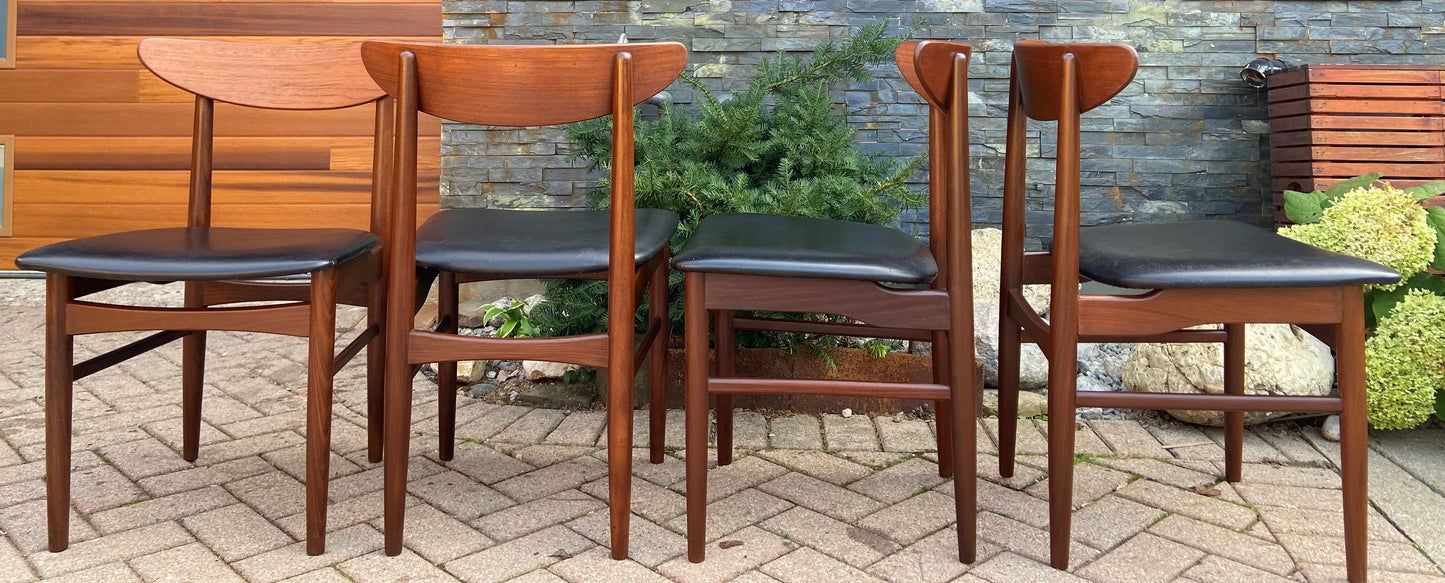 4 RESTORED Danish Mid Century Modern Teak Chairs by E.W. Bach, Model 57-7718