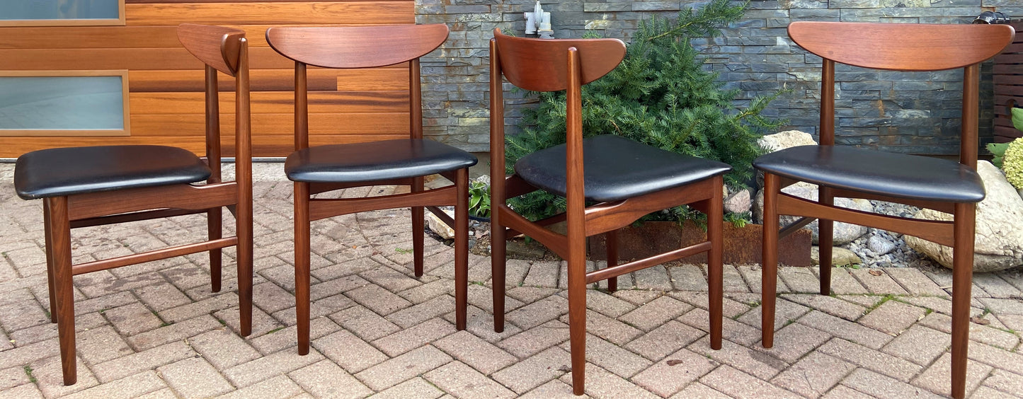 4 RESTORED Danish Mid Century Modern Teak Chairs by E.W. Bach, Model 57-7718