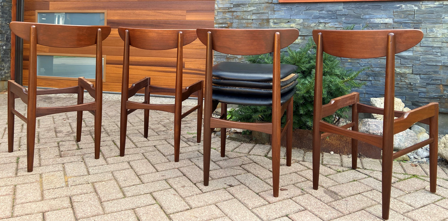 4 RESTORED Danish Mid Century Modern Teak Chairs by E.W. Bach, Model 57-7718