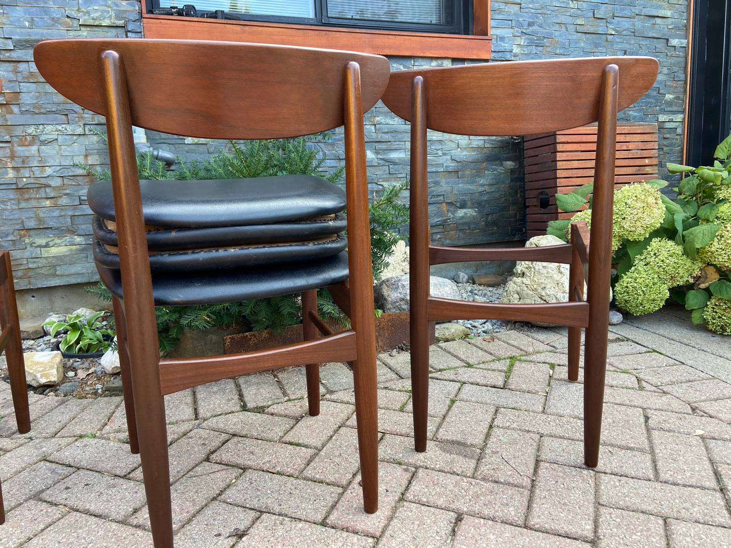 4 RESTORED Danish Mid Century Modern Teak Chairs by E.W. Bach, Model 57-7718