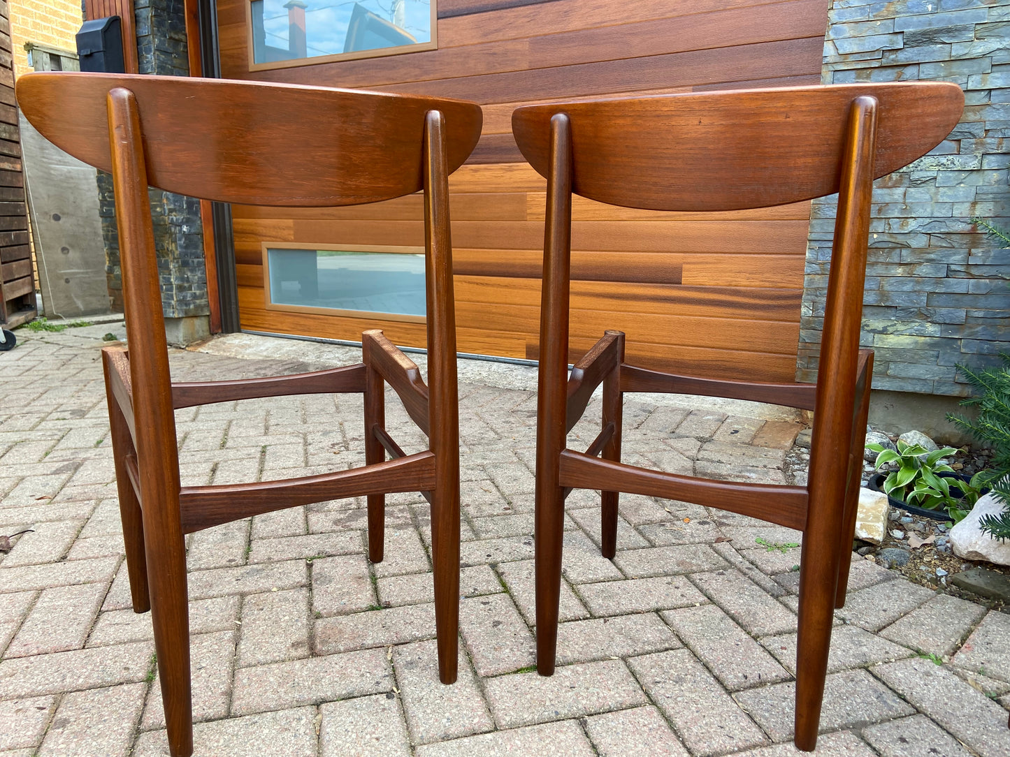 4 RESTORED Danish Mid Century Modern Teak Chairs by E.W. Bach, Model 57-7718