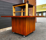 REFINISHED MCM Rolling Teak Coffee Table w Hydraulic Pop-Up Bar by Kai Kristiansen 4
