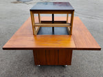 REFINISHED MCM Rolling Teak Coffee Table w Hydraulic Pop-Up Bar by Kai Kristiansen 7