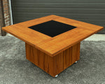 REFINISHED MCM Rolling Teak Coffee Table w Hydraulic Pop-Up Bar by Kai Kristiansen 9