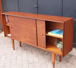 REFINISHED Danish MCM Teak Display 5ft w sliding doors, narrow, PERFECT 4
