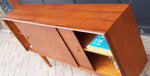 REFINISHED Danish MCM Teak Display 5ft w sliding doors, narrow, PERFECT 8