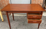 REFINISHED Danish Mid Century Modern Teak Desk Free Standing, Compact 10