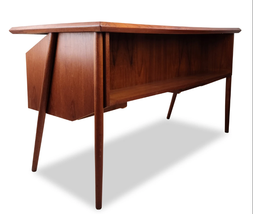 REFINISHED Danish MCM Teak Desk with Bookcase Back by G. Tibergaard