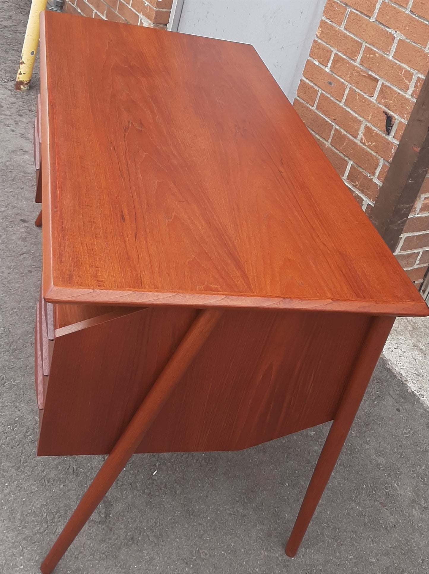 REFINISHED Danish MCM Teak Desk with Bookcase Back by G. Tibergaard