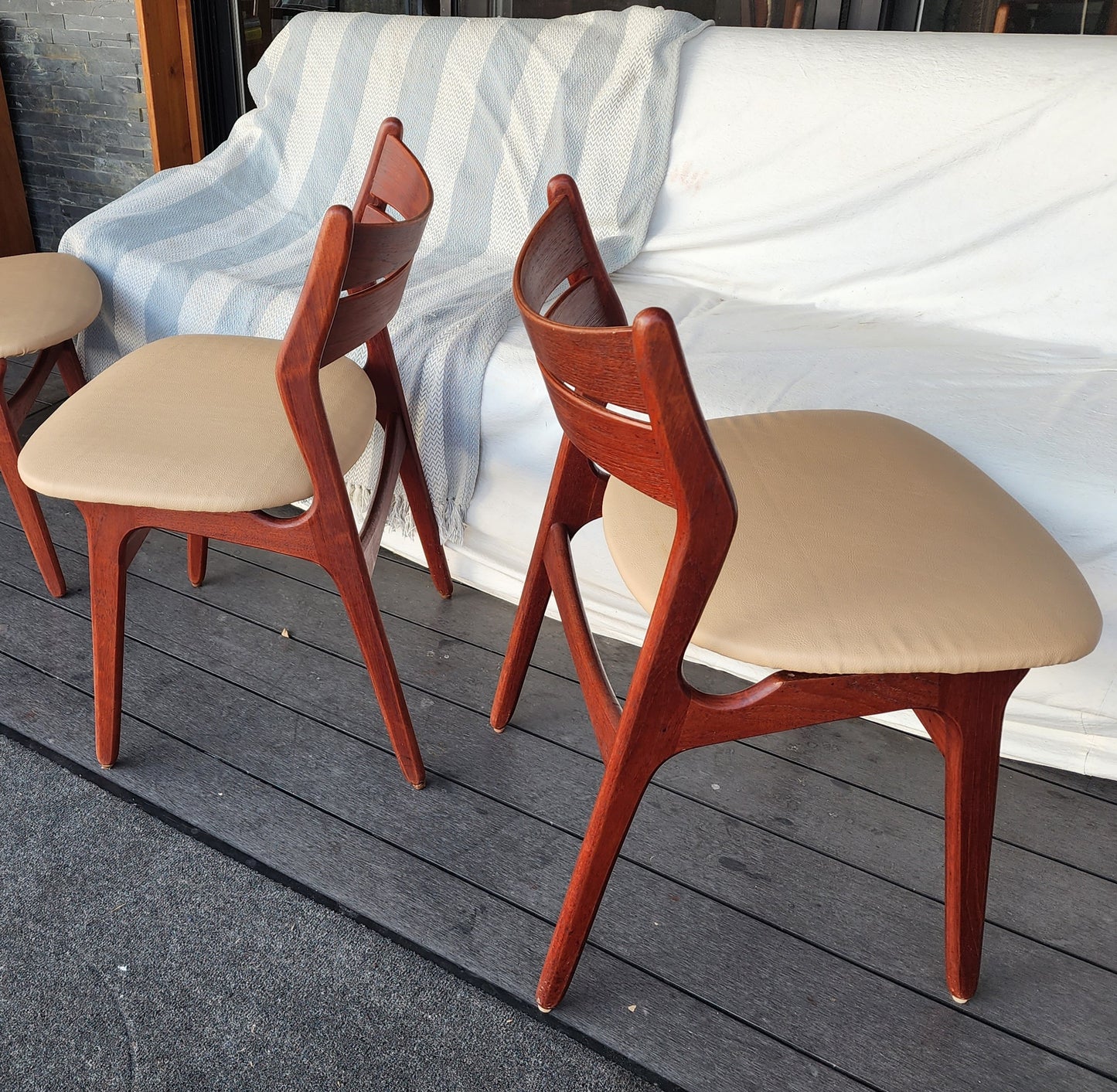 4 REFINISHED Danish Mid Century Modern teak chairs