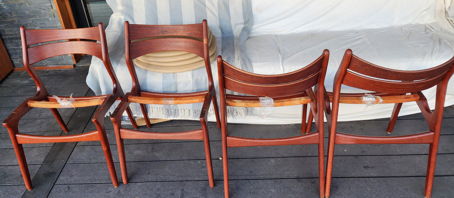 4 REFINISHED Danish Mid Century Modern teak chairs
