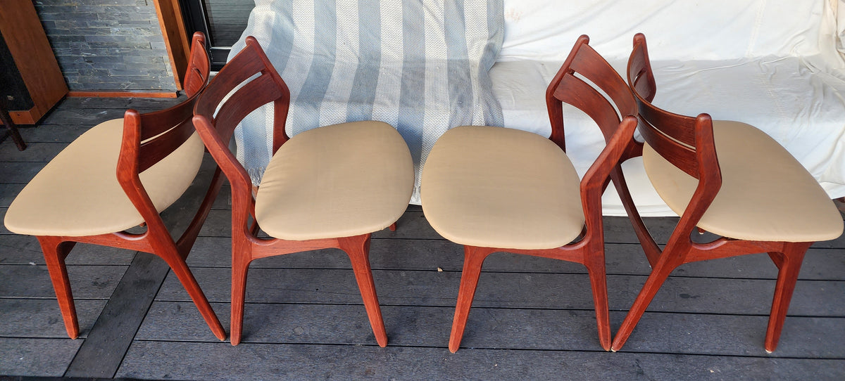 4 REFINISHED Danish Mid Century Modern teak chairs