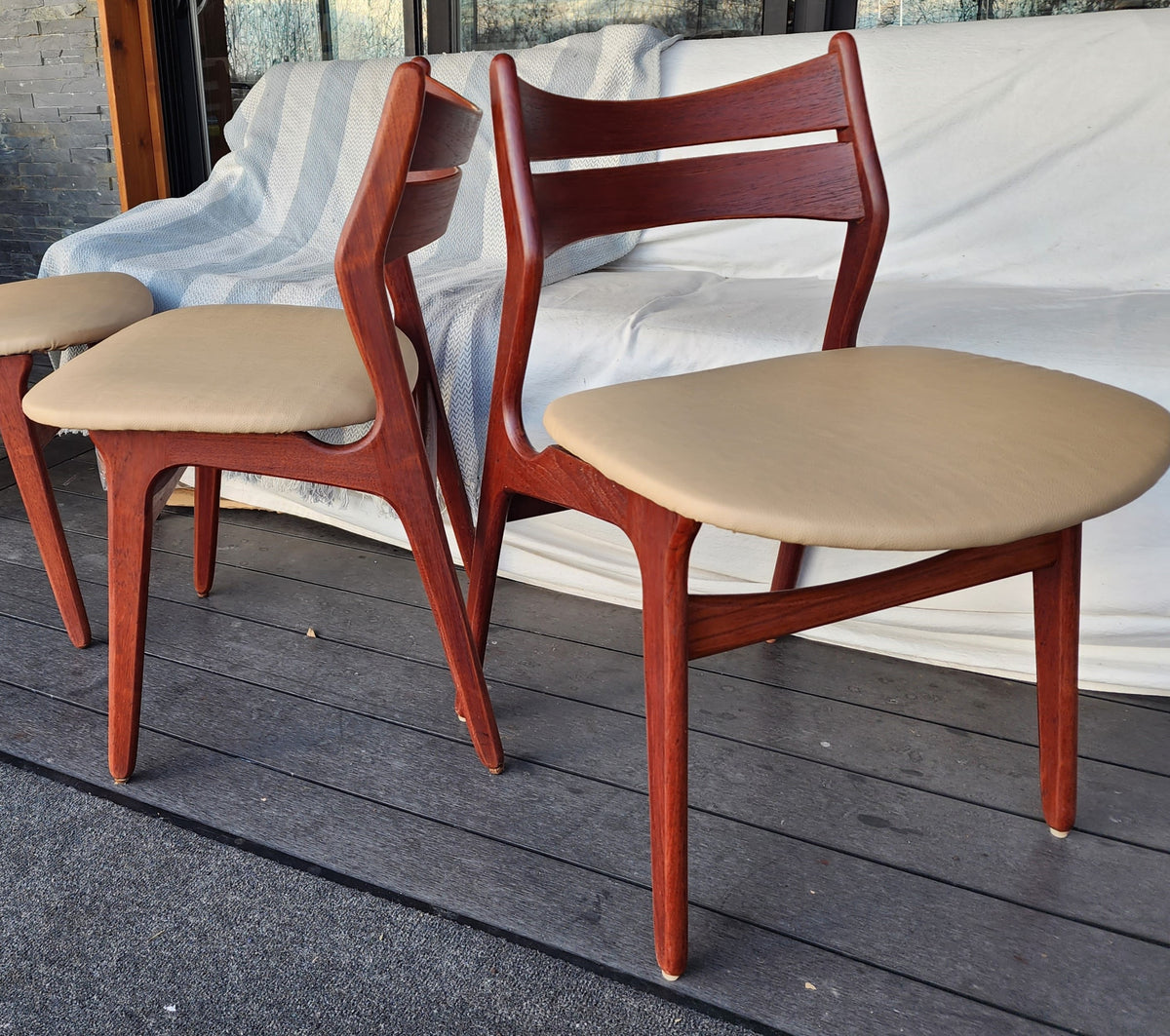 4 REFINISHED Danish Mid Century Modern teak chairs