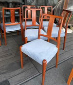 6 REFINISHED Danish MCM teak chairs N. O. Moller style, REUPHOLSTERED in wool mohair, PERFECT 2