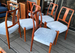 6 REFINISHED Danish MCM teak chairs N. O. Moller style, REUPHOLSTERED in wool mohair, PERFECT 3