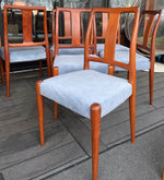 6 REFINISHED Danish MCM teak chairs N. O. Moller style, REUPHOLSTERED in wool mohair, PERFECT 4