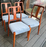 6 REFINISHED Danish MCM teak chairs N. O. Moller style, REUPHOLSTERED in wool mohair, PERFECT 5