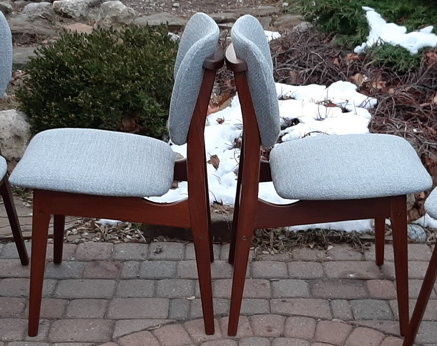 4 REFINISHED REUPHOLSTERED Danish MCM Teak Dining Chairs, A. Olsen style,  like new